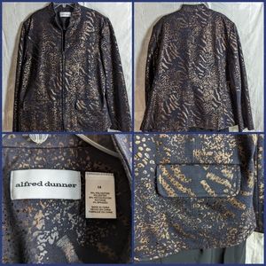Alfred Dunner zip up navy & gold jacket sz 14